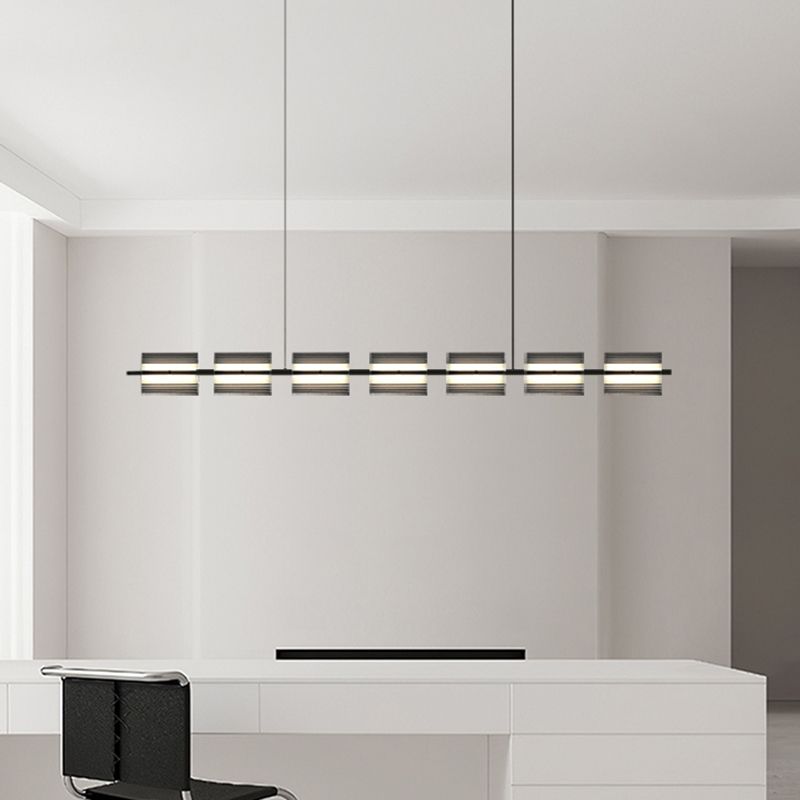 Nordic Style Metal Hanging Lamp Rectangle Shape Island Light Fixture for Bedroom