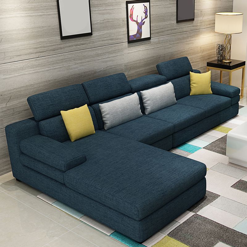 Contemporary High Back Sectionals 35.43"High 5-Seat Square Arm Sofa for Apartment