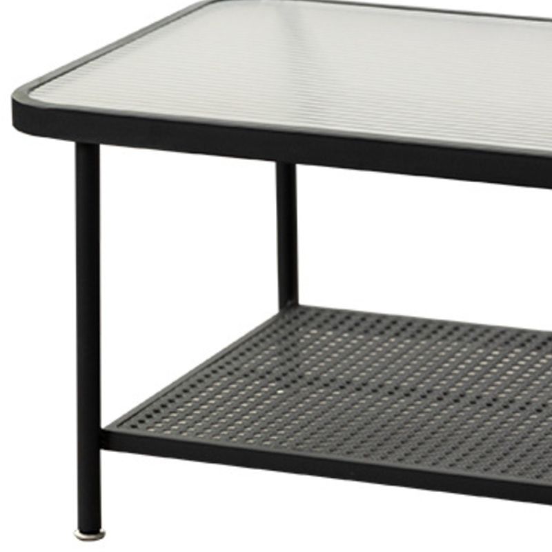 Contemporary Rectangle Coffee Table with Glass Top and 1 Shelf
