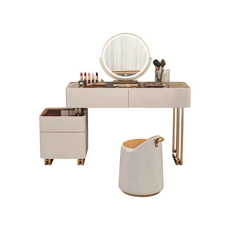 30.7" Height Makeup Table Solid Wood Vanity with Drawers Vanity Stool