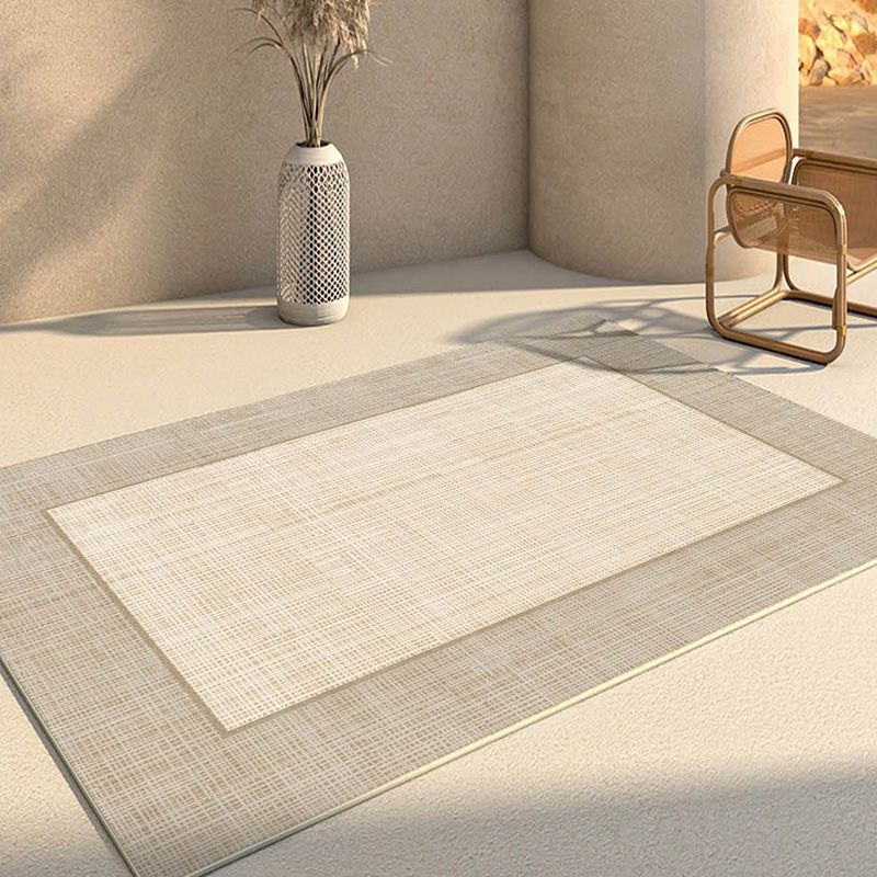 Beige Modern Carpet Polyester Rectangle Carpet Non-Slip Backing Carpet for Home Decor