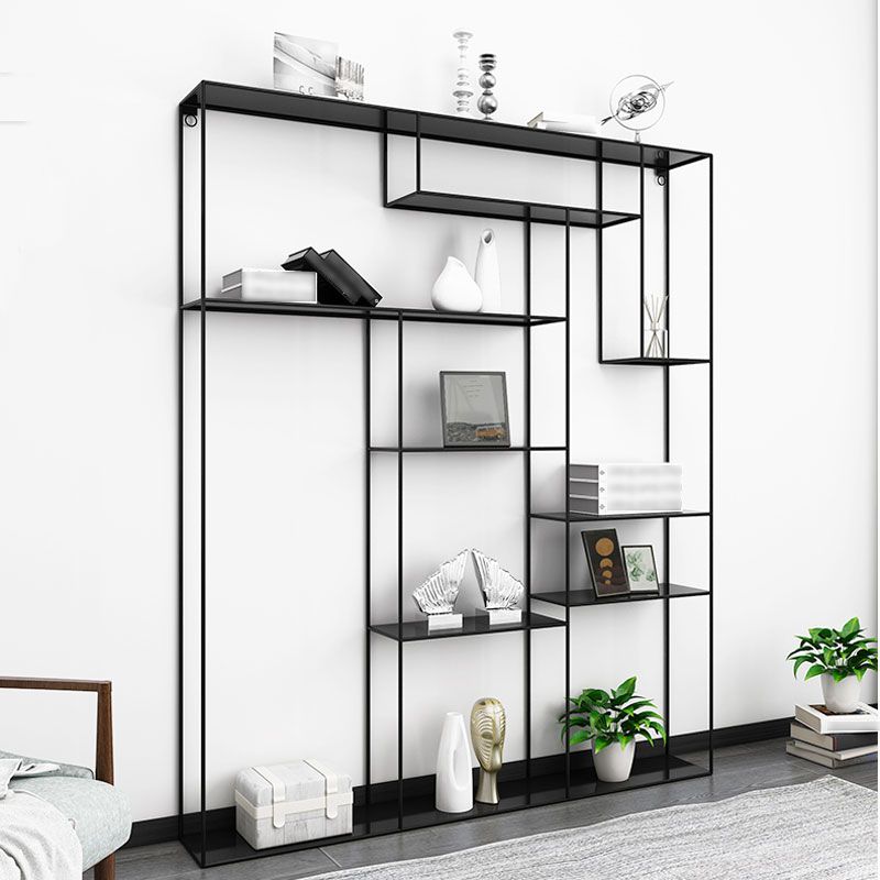 White and Black Etagere Bookshelf Modern Iron Open Bookshelf