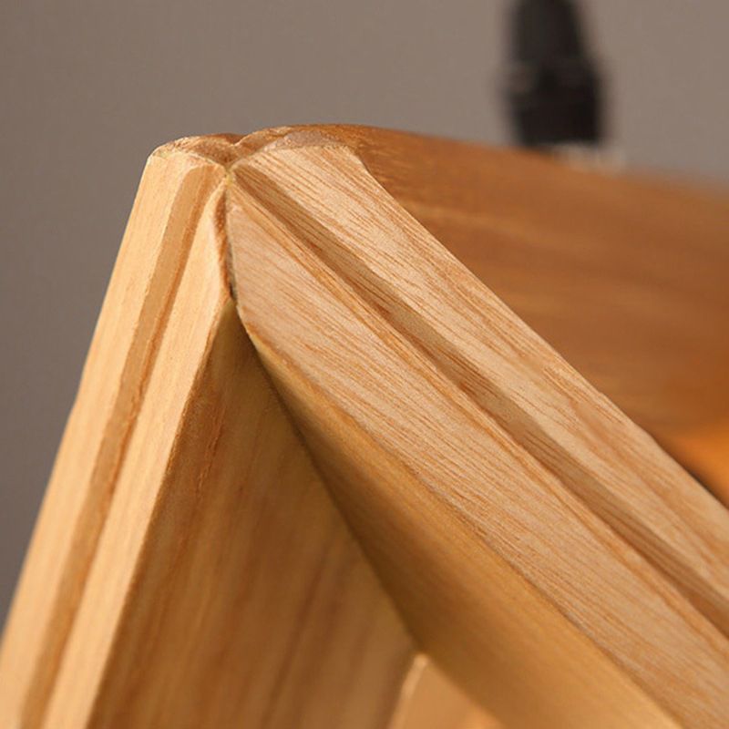 Beige houten driehoek hangende licht lichte Noordse moderne stijl 1 lichte restaurant plafond hanglamp