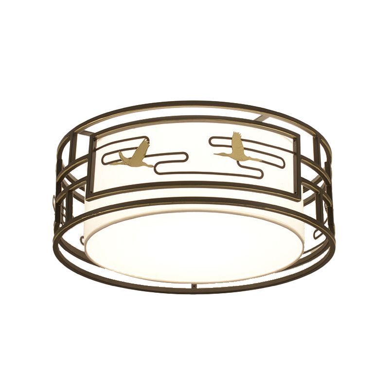 5-Lights Modern Style Flush Mount Fabric Ceiling Light in Brown for Bedroom