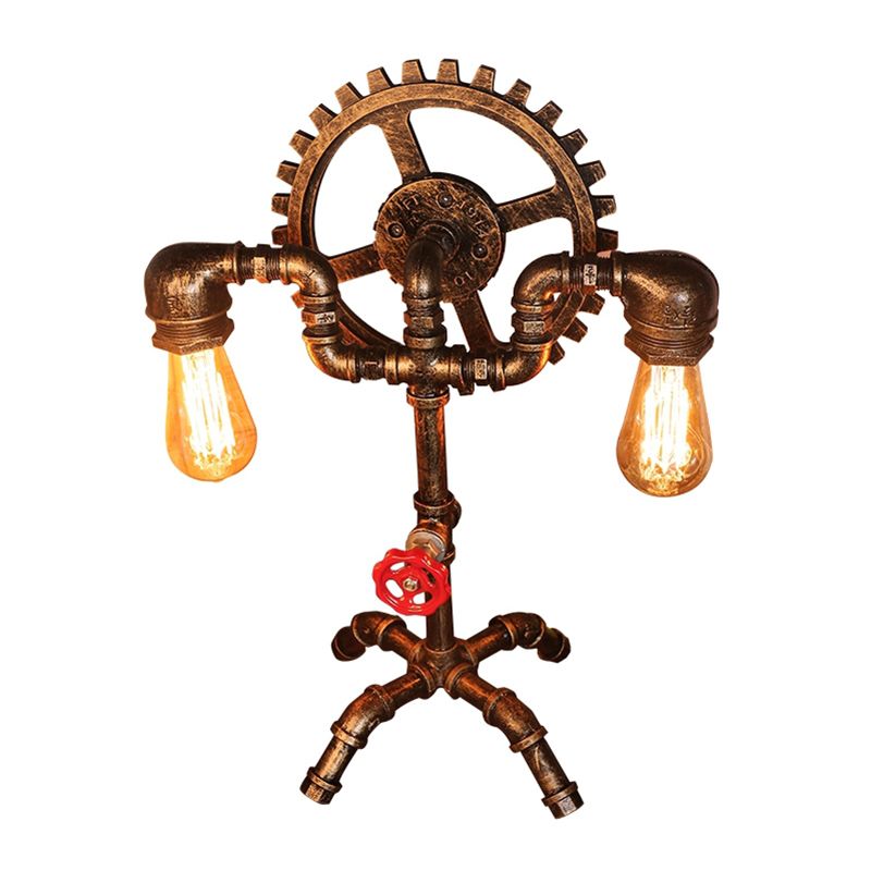 Mesa de bronce de metal con tubo de agua ligera creativa de estilo steampunk lámpara de noche de estilo steampunk