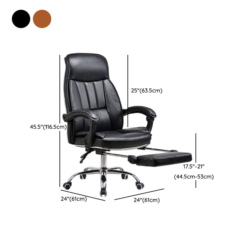 Padded Arms Leather Desk Chair Modern No Distressing Ergonomic Office Chair with Wheels