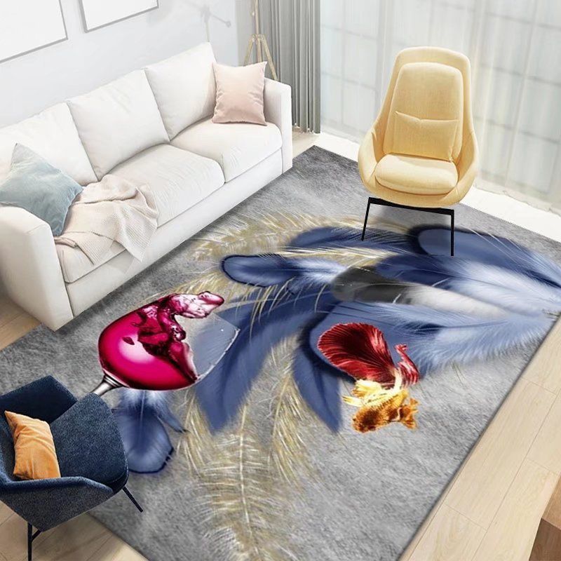 Feather Polyester Rug Area Carpet Anti-Slip Washable Rug for Living Room