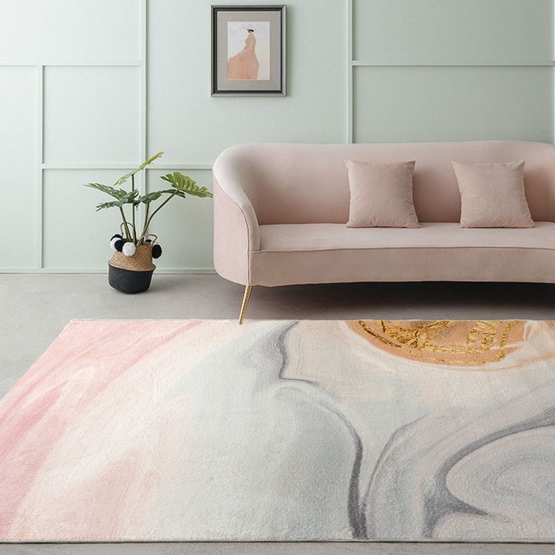 Stylish Abstract Rug Blue Minimalist Rug Polyester Pet Friendly Washable Non-Slip Area Rug for Bedroom