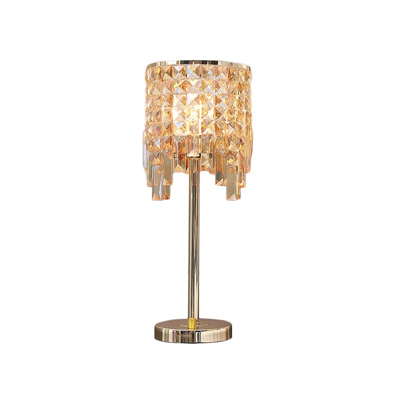 Contemporary Cylinder Task Light Amber / Clear Crystal 1 Bulbe Dining Salle Small Desk Lampe