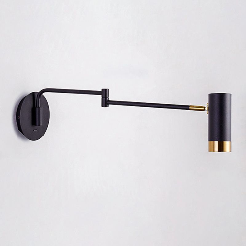 Black/White Single Modern Wall Mounted Sconce Metal Wall Light for Bedroom