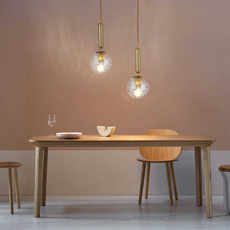 Glass Spherical Pendant Lighting Fixture Modern Style Hanging Pendant Light for Bedroom