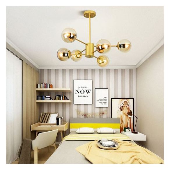 Gold Sputnik lampadario moderno 6/8/12 luci ambra/blu/bianco lampada sospesa per soggiorno per soggiorno
