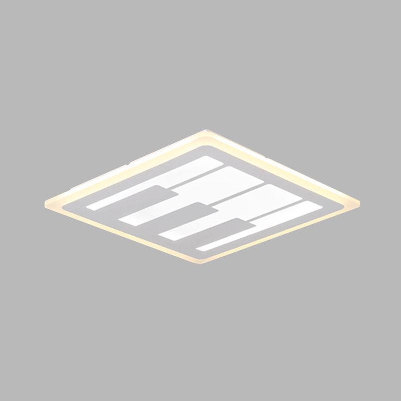 Acrylic Square Flushmount Modernism LED White Flush Mount Ceiling Light in Warm/White Light with Piano Key Pattern