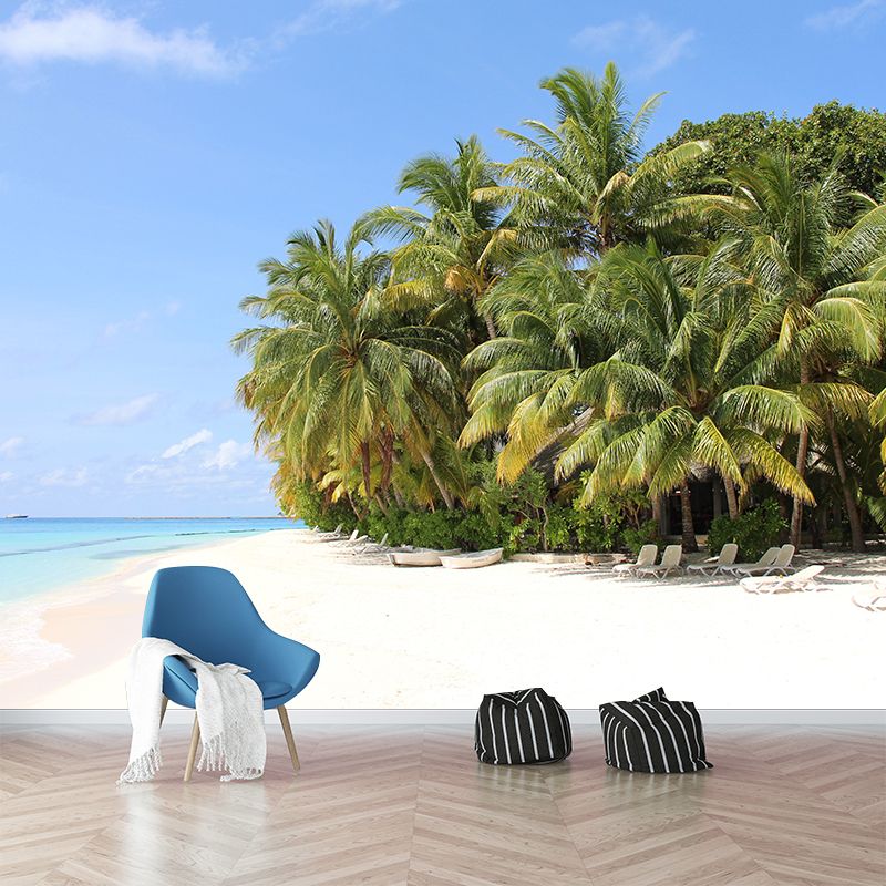 Sea Murals Wallpaper Tropical Stain-Resistant Living Room Wall Decor, Custom Size