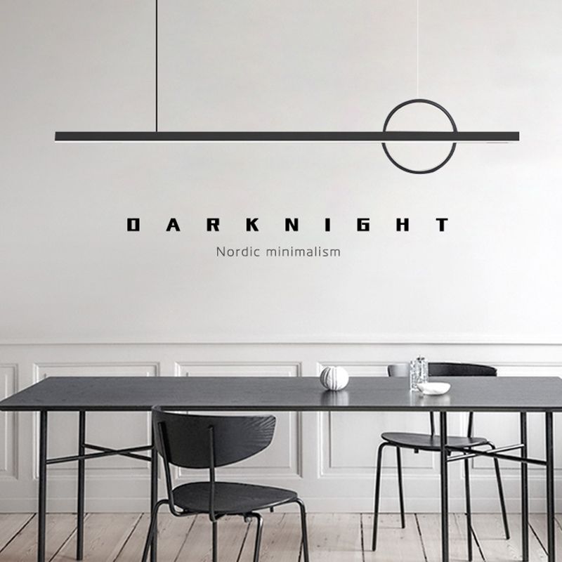 Simple Linear Hanging Island Light Metal LED Hanging Lighting Fixture for Sitting Room
