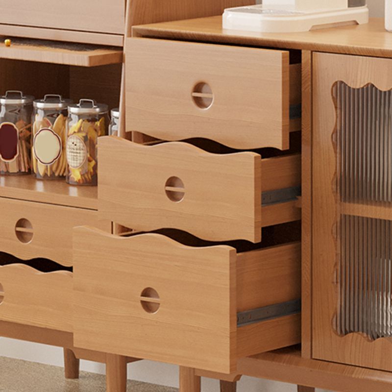 Pine Solid Wood Dining Server with Drawers Contemporary Buffet Table