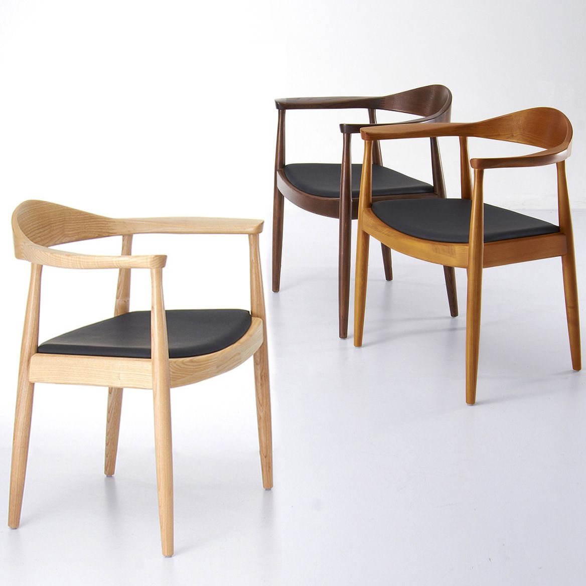 Silla lateral interior escandinava tapizada Silla de comedor de madera con respaldo abierto