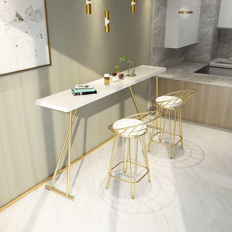 Glam Wooden Bar Counter Table Rectangle Bar Counter Table with Metal Legs for Kitchen