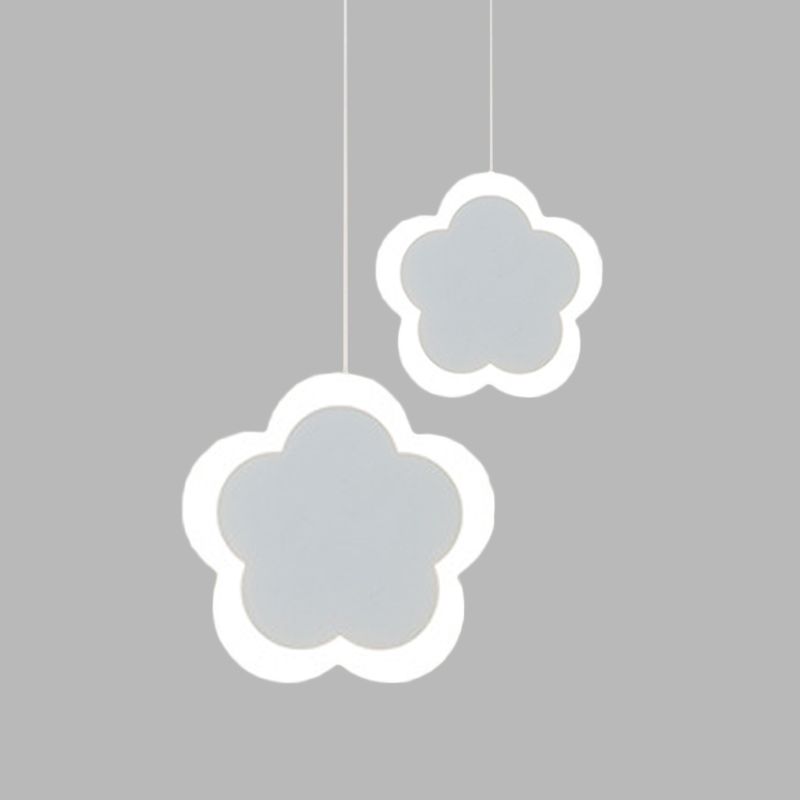 Fleur en acrylique pendentif lumière contemporain LED de suspension de plafond blanc en lumière chaude / blanche