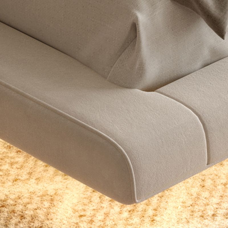 Light Beige Platform Bed Frame Wood and Upholstered Platform Bed with Metal Legs