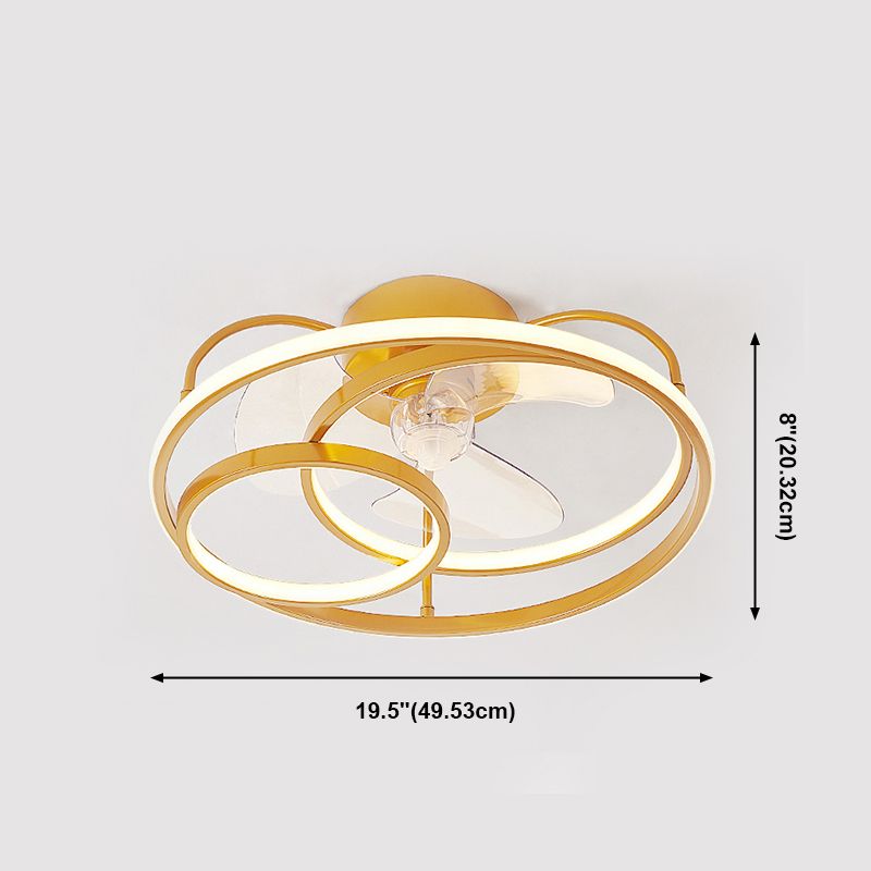 Minimalistische Halo -Ring -Form -Lüfterbeleuchtung Metall Schlafzimmer Halbblöcke Deckenleuchte