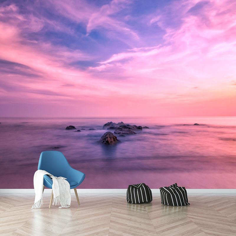 Customized Modern Seascape Wall Mural Mildew Resistant Wallpaper for Bathroom