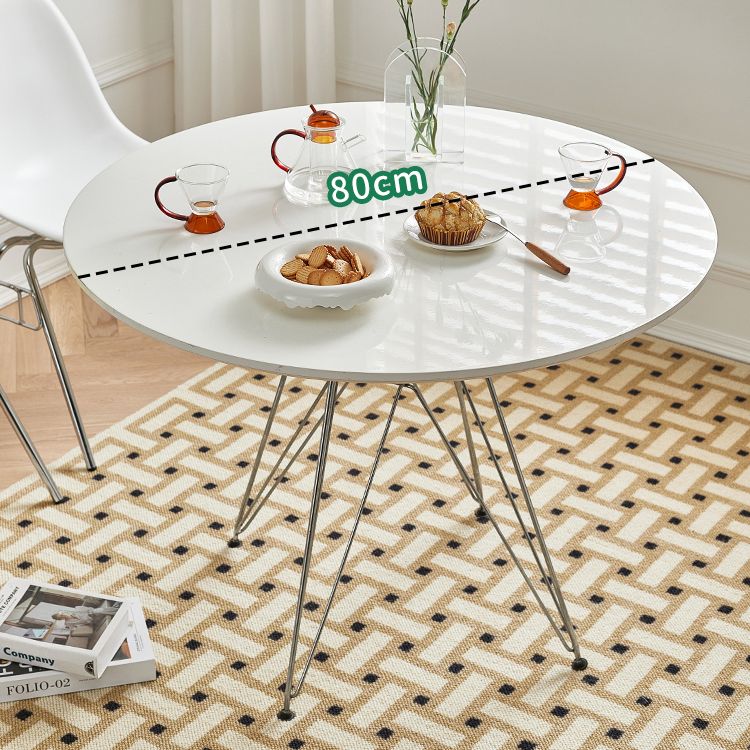 Modern Style Dining Table Round Dining Table with Metal Base for Home Use