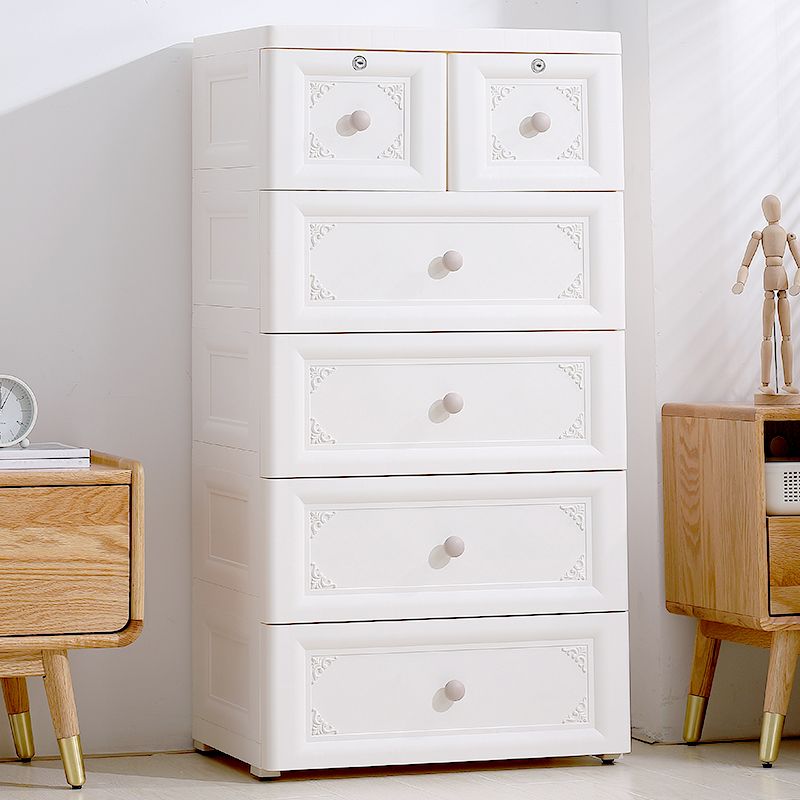 Plastic Bedroom Non-Hanging Armoire Modern Cabinet with Drawers