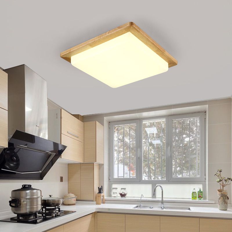 Luz de techo de montaje de madera contemporánea con sombra acrílica para sala de estar