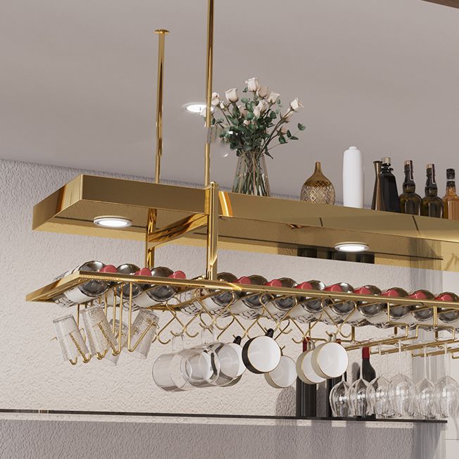 Modern Hanging Wine Rack Metal Wine Bottle & Glass Rack for Dining Room