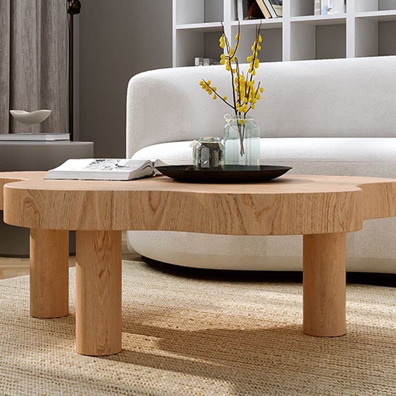 Solid Wood Cloud-Shaped Coffee Table Nordic 3 Legs Cocktail Table
