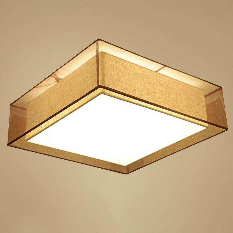 Lámpara de techo de montaje empotrado con sombra de café, dormitorio tradicional de tela cerca de la lámpara de techo