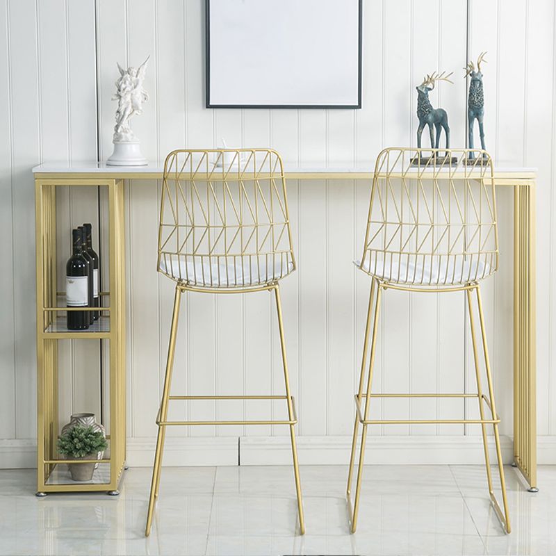 Glam Stone Rectangle Bar Table Storable Table for Milk Tea Shop