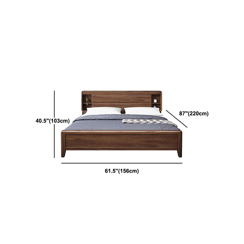 Scandinavian Solid Wood Storage with Headboard Panel Standard Bed