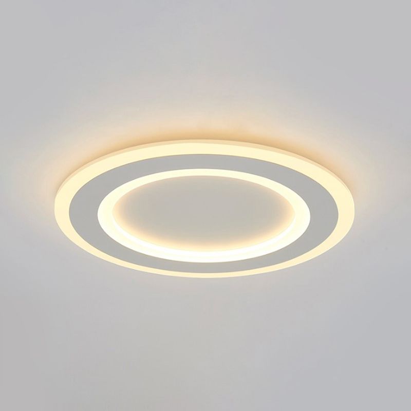 White Halo Ring Flush Mount Lamp Simplicity LED Frosted Acrylic Ceiling Light Fixture in Warm/White Light
