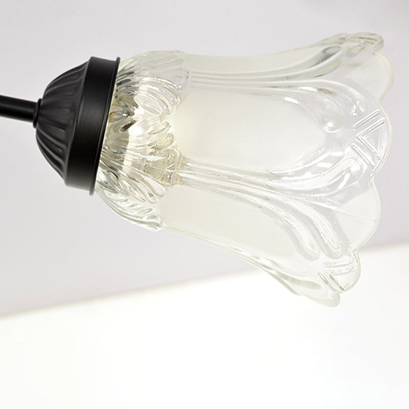 Luz de lámpara de campana decorativa iluminación de vidrio Flushmount en negro para sala de estar