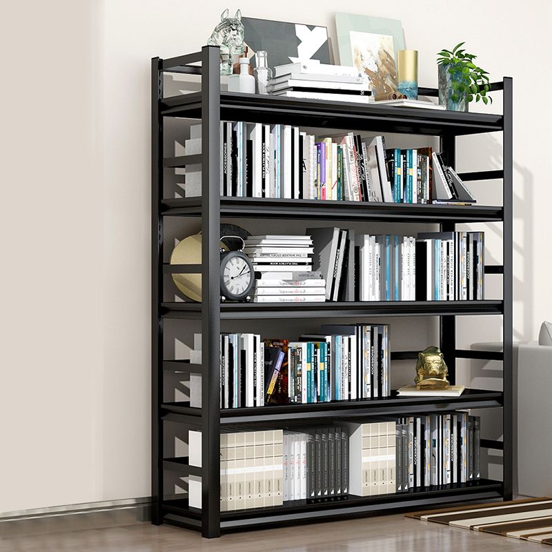 Metal Open Etagere Bookshelf Black Industrial Vertical Bookshelf for Home