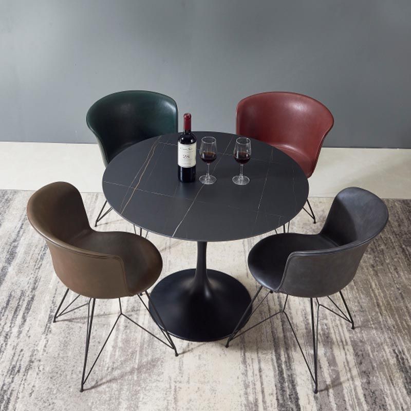 Modern Round Top Dinette Table Metal Base Dining Table for Restaurant