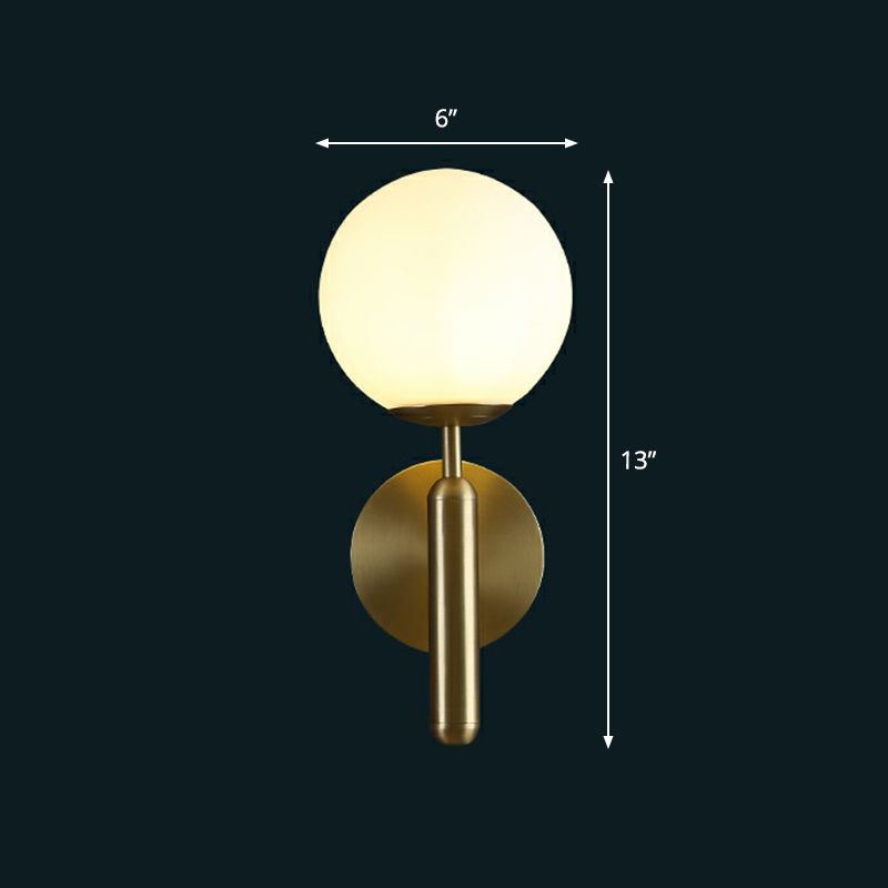 Glass Ball Shaped Wall Mount Light Postmodern 1 Head Brass Finish Sconce Lamp for Living Room
