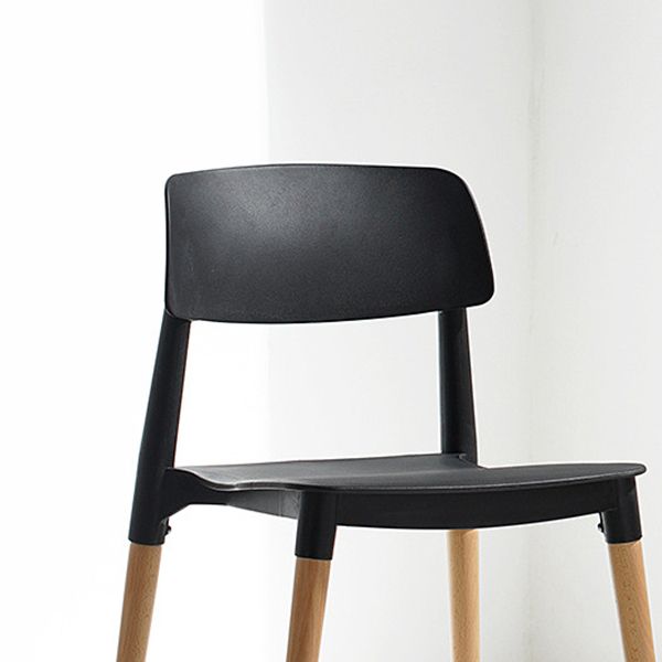 Contemporary Style Dining Chairs Armless Dining Chairs with Wooden Legs for Kitchen