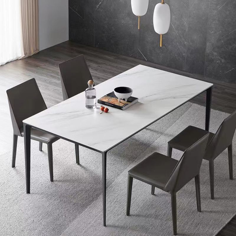 Sintered Stone Home Kitchen Table Industrial Rectangle Fixed Dining Table