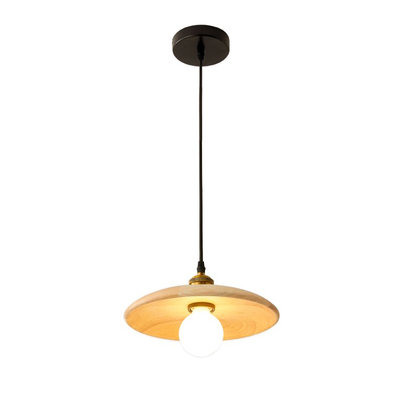 Wooden Circle Suspension Pendant Light Contemporary Style Wood Pendant Ceiling Light