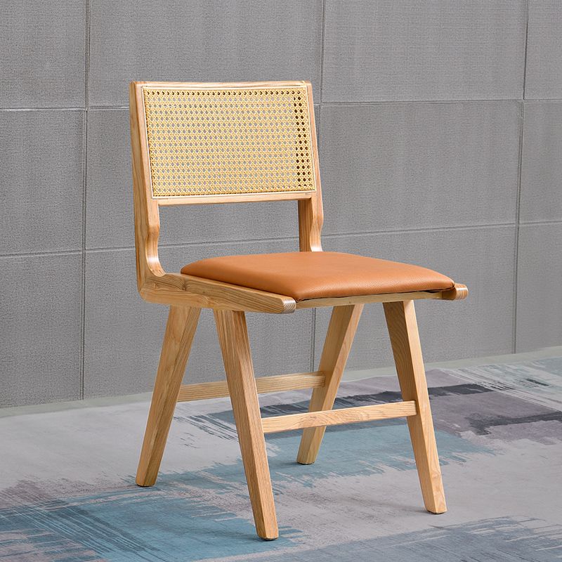 Traditional Style Dining Chair Solid Wood Cane Back Chair for Home