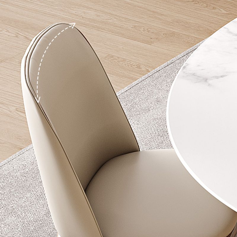 Modern White Stone Top Dining Set 1/5/6/7 Pieces Dining Table Set with White Chairs