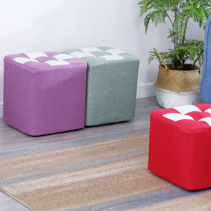 Modern Square Pouf Wooden Frame Cotton Pouf for Drawing Room