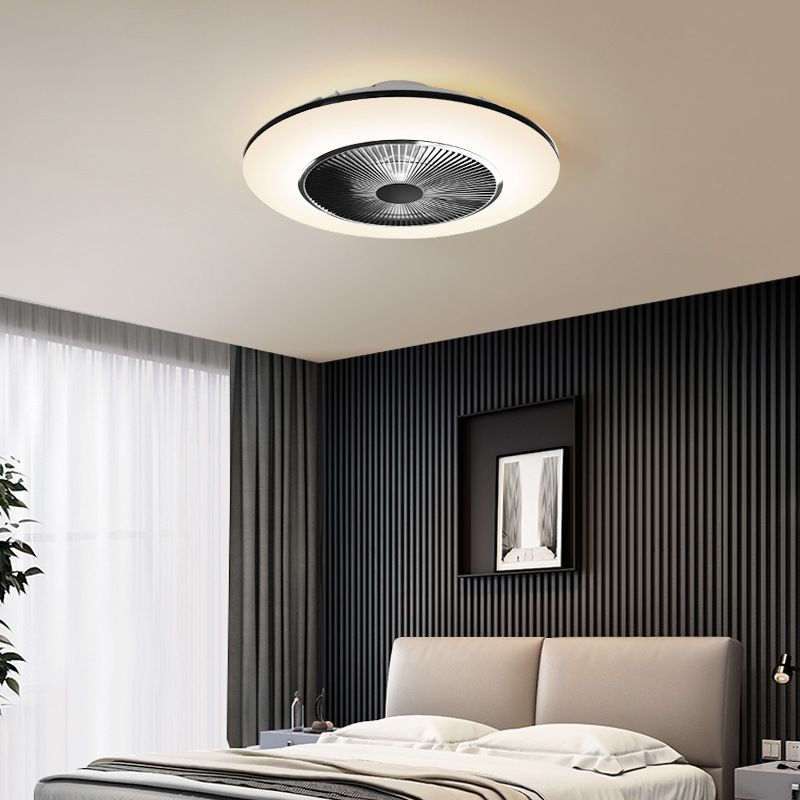 Schwarzer runde Lüfterleuchte nordische LED -Acryl -halb Flush Deckenleuchte für Schlafzimmer