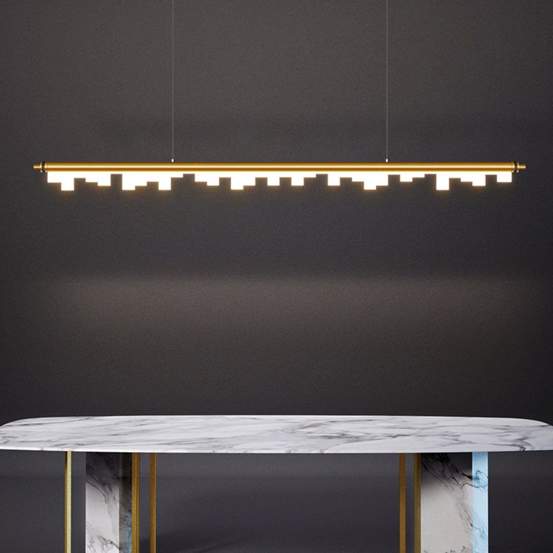 1-Light Linear Island Lights Contemporary Metal Island Ceiling Light