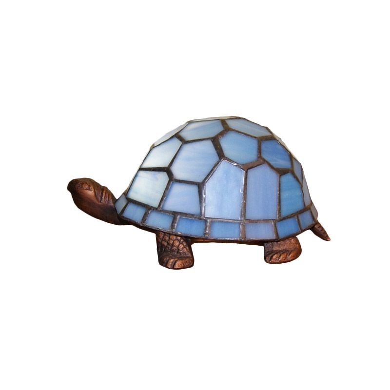 Luce da comodino in vetro blu di tartaruga Mediterranea 1 lampada da tavolo in lampadina per camera da letto