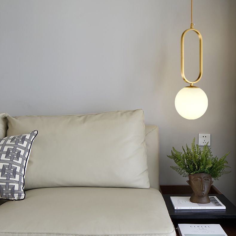 Lampada appesa alla palla bianca SEMPLICITÀ STHILE GLIGLIE LUCE PENDANTE APPOSTAZIONE PER CAMERA