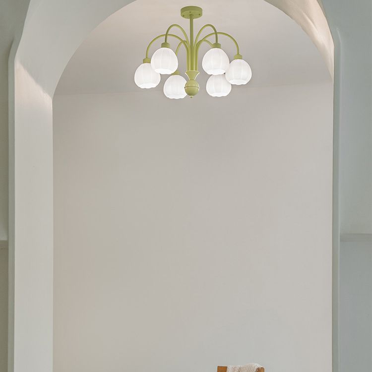Nordic Ceiling Lamp Glass Flush Mount Light Fixture with Glass Shade for Bedroom